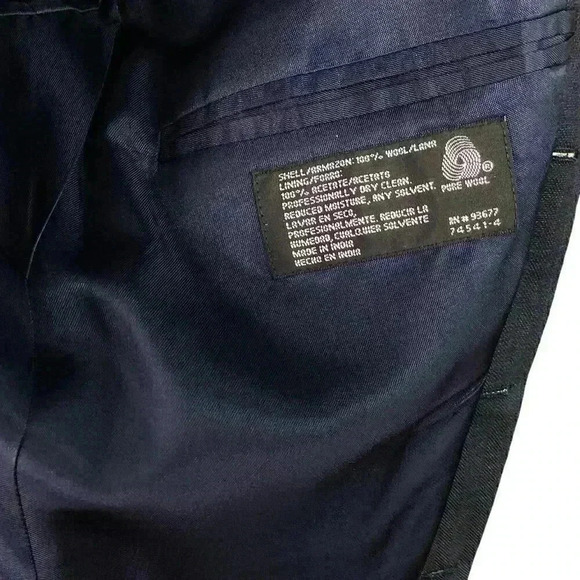 Stafford Men 40L Long Plaid Wool 3 Button Sport Coat Blazer Jacket Gray Blue - Picture 10 of 10